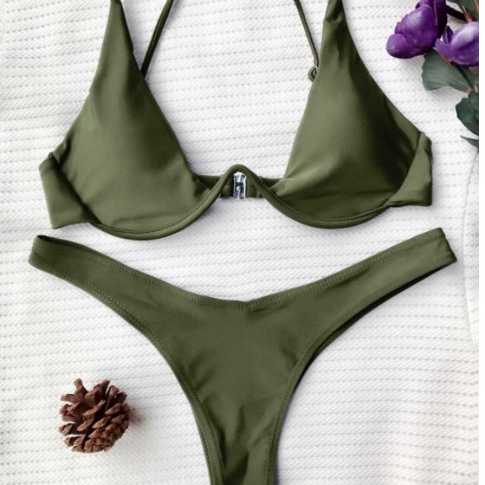 Zaful dark green bikini